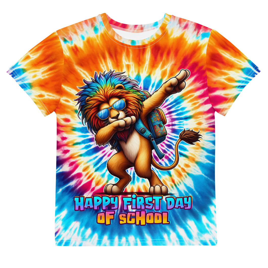 Happy First Day of School Lion Tie-Dye Dabbing Youth T-Shirt