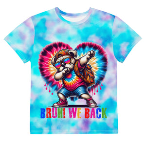 Bruh! We Back Dabbing BullDog Tie-Dye Youth T-Shirt