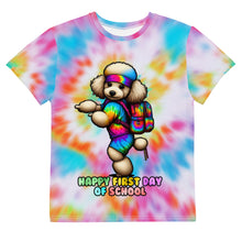 Load image into Gallery viewer, Happy First Day of School Tie-Dye Poodle Youth T-Shirt - Colorful Back to School Shirt for Kids
