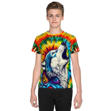 Load image into Gallery viewer, Howling Wolf Tie-Dye Youth T-Shirt
