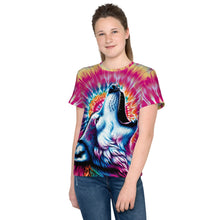 Load image into Gallery viewer, Colorful Howling Wolf Tie-Dye Youth T-Shirt
