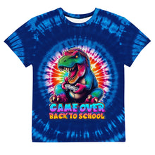 Load image into Gallery viewer, Game Over Back To School Tie-Dye T-Rex Youth T-Shirt
