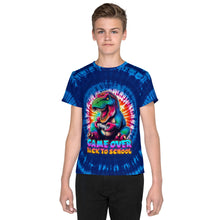 Load image into Gallery viewer, Game Over Back To School Tie-Dye T-Rex Youth T-Shirt
