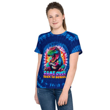 Load image into Gallery viewer, Game Over Back To School Tie-Dye T-Rex Youth T-Shirt
