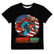 Load image into Gallery viewer, Super Dad Bear Vintage Youth T-Shirt - Patriotic Father&#39;s Day Gift with American Flag Design
