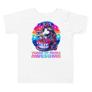 Unicorn 5th Birthday 5 Years of Being Awesome Tie Dye Toddler T-Shirt