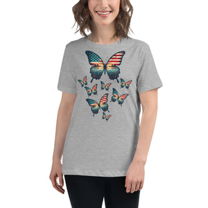Vintage Butterfly USA Flag Women's T-Shirt