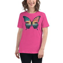 Load image into Gallery viewer, Vintage Butterfly American Flag Women&#39;s T-Shirt
