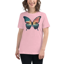 Load image into Gallery viewer, Vintage Butterfly American Flag Women&#39;s T-Shirt
