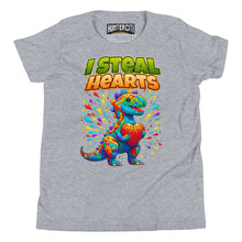 Load image into Gallery viewer, Valentines Day Dinosaur I Steal Hearts Youth T-Shirt
