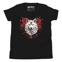 Load image into Gallery viewer, Floral Wolf Valentines Day Flowers Rose Vintage Youth T-Shirt
