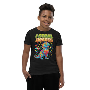 Valentines Day Dinosaur I Steal Hearts Youth T-Shirt