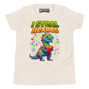Valentines Day Dinosaur I Steal Hearts Youth T-Shirt