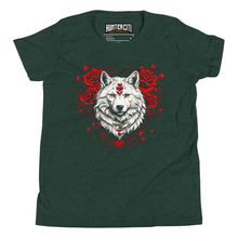Load image into Gallery viewer, Floral Wolf Valentines Day Flowers Rose Vintage Youth T-Shirt
