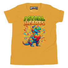 Load image into Gallery viewer, Valentines Day Dinosaur I Steal Hearts Youth T-Shirt
