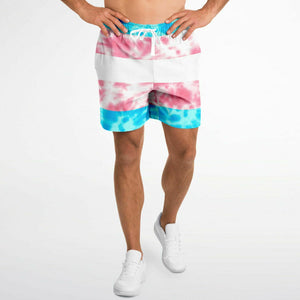 Transgender Pride Flag Tie Dye Athletic Shorts