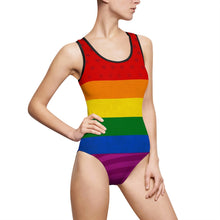 Load image into Gallery viewer, LGBT Rainbow Pride Flag Women&#39;s Classic One-Piece Swimsuit
