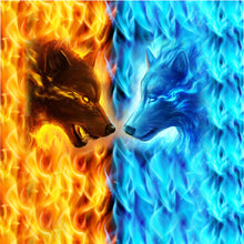 Load image into Gallery viewer, Wolf Fire and Ice Microfiber Duvet Cover
