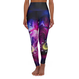 Wolf galaxy and zodiac High Waisted Yoga Leggings