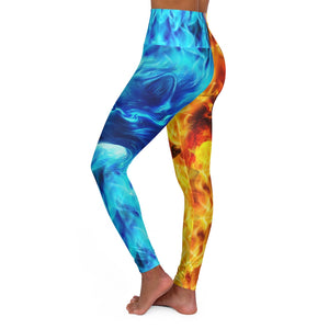 Wolf Fire and Ice High Waisted Yoga Leggings