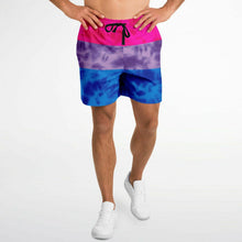 Load image into Gallery viewer, Bisexual Pride Flag Tie Dye Athletic Shorts
