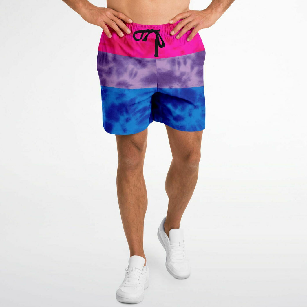 Bisexual Pride Flag Tie Dye Athletic Shorts