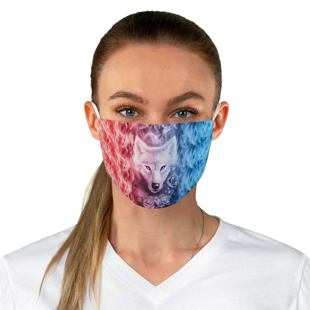Wolf And Flower Fabric Face Mask