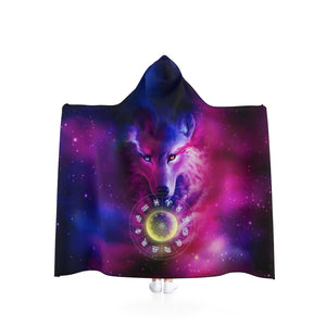 Wolf galaxy and zodiac Hooded Blanket