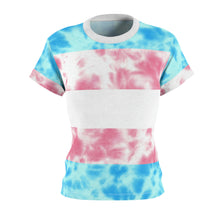 Load image into Gallery viewer, Transgender Pride Flag Tie Dye Women&#39;s T-Shirt
