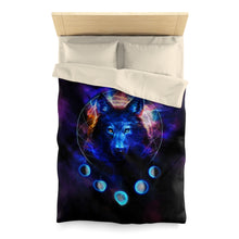 Load image into Gallery viewer, Wolf Moon Galaxy Microfiber Duvet Cover
