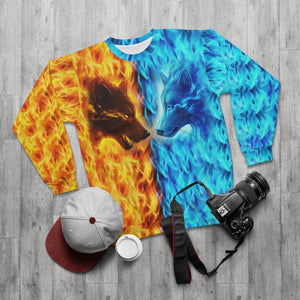 Wolf Fire and Ice AOP Unisex Sweatshirt