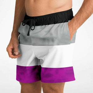 Asexual Pride Flag Tie Dye Athletic Shorts