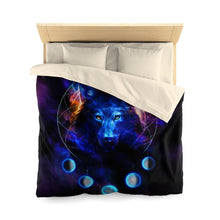 Load image into Gallery viewer, Wolf Moon Galaxy Microfiber Duvet Cover
