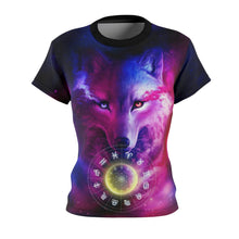 Load image into Gallery viewer, Wolf galaxy and zodiac Women&#39;s T-Shirt
