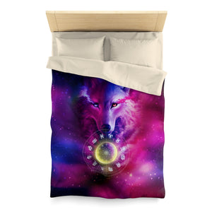 Wolf Galaxy and Zodiac Microfiber Duvet Cover