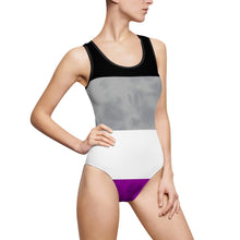 Load image into Gallery viewer, Asexual Pride Flag Tie Dye Women&#39;s Classic One-Piece Swimsuit
