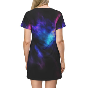 Wolf Moon Galaxy All Over Print T-Shirt Dress