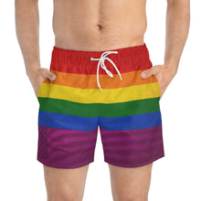 Load image into Gallery viewer, Rainbow Pride Flag Swim Trunks
