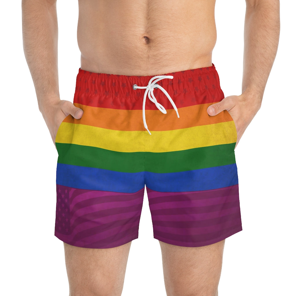 Rainbow Pride Flag Swim Trunks
