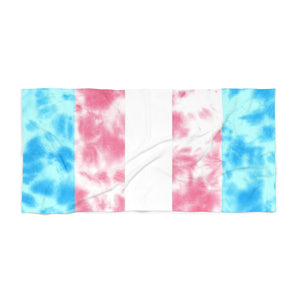 Transgender Pride Flag Tie Dye Beach Towel