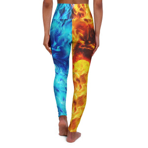 Wolf Fire and Ice High Waisted Yoga Leggings