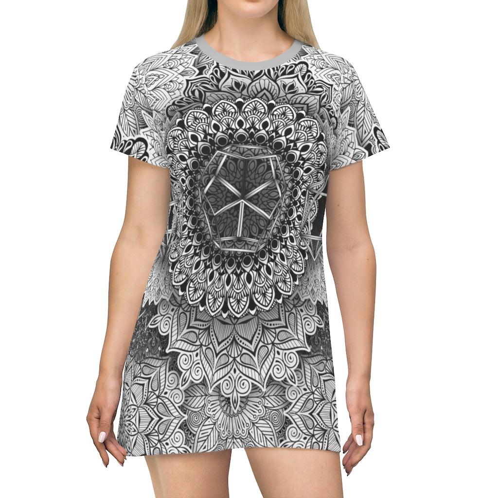 Mandala Bloom All Over Print T-Shirt Dress