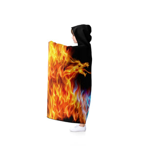 Blue And Red Fiery Dragons Hooded Blanket
