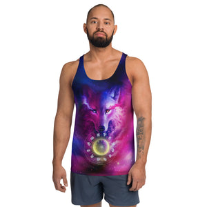 Wolf galaxy and zodiac Unisex Tank Top