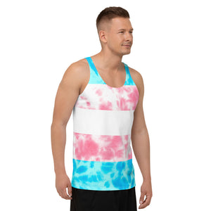 Transgender Pride Flag Tie Dye Tank Top
