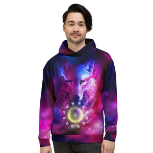 Wolf galaxy and zodiac Unisex Hoodie