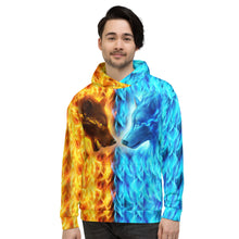 Load image into Gallery viewer, Wolf Fire and Ice Unisex Hoodie
