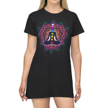 Load image into Gallery viewer, Meditating Human In Lotus Pose All Over Print T-Shirt Dress
