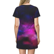 Load image into Gallery viewer, Wolf galaxy and zodiac All Over Print T-Shirt Dress
