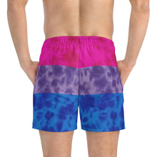 Load image into Gallery viewer, Bisexual Pride Flag Tie Dye Swim Trunks
